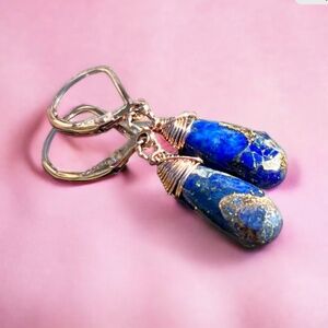 Natural Deep Blue Turquoise Earrings 14k Rose Gold Filled , December Birthstone